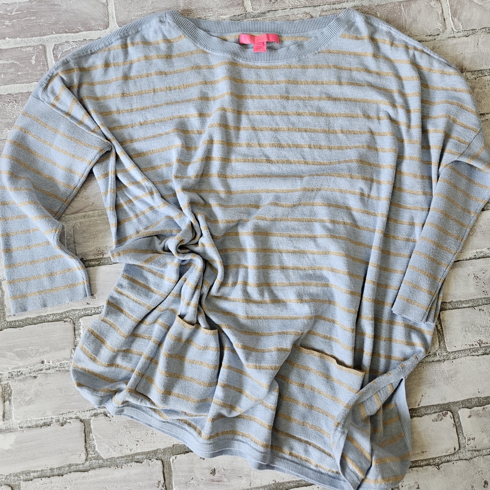 Lilly Pulitzer Lightweight Blue & Gold Sweater